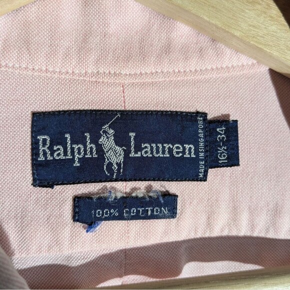 Ralph Lauren Blue Label Pink Button Down Long Sleeve Brown Pony Logo Shirt - Picture 5 of 6